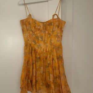 Orange Floral Sundress with Spaghetti Straps